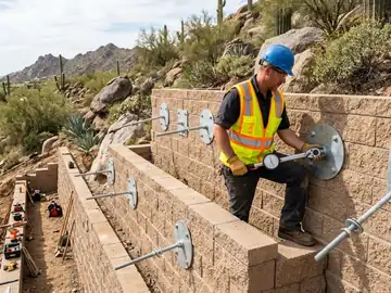 Hillside Retaining Wall Lateral Stabilization in Troon North, AZ